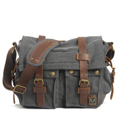 Canvas and Leather Rugged Messenger Bag - More than a backpack