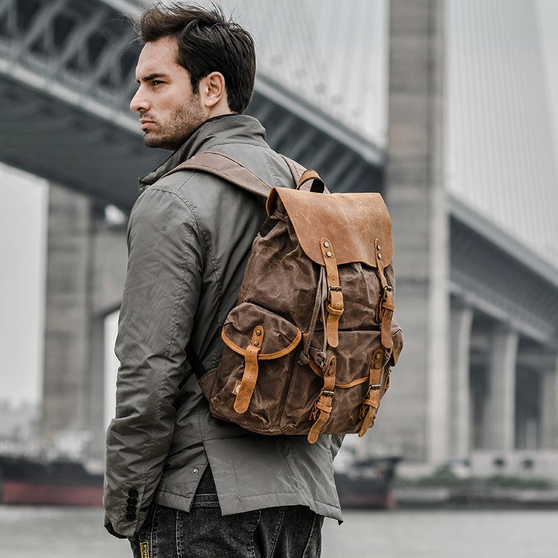 Genuine Leather & Canvas Vintage Backpack - More than a backpack